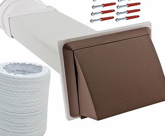Spares2go  Exterior Wall Venting Kit amp; Extension Hose for Bosch Tumble Dryers (Brown, 4`` / 102mm)