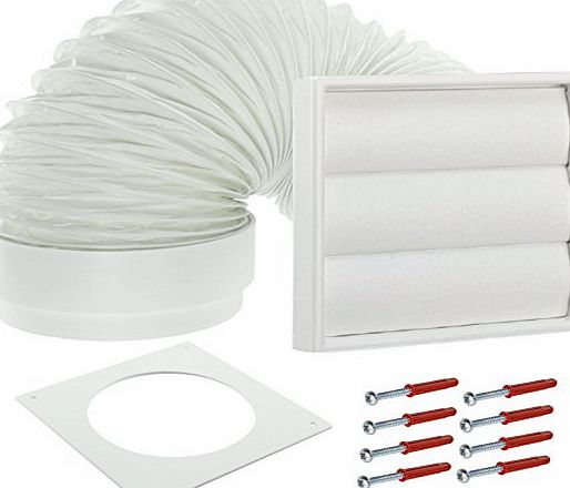 Spares2go  Exterior Wall Venting Kit for Electrolux Tumble Dryers (White, 4`` / 102mm)