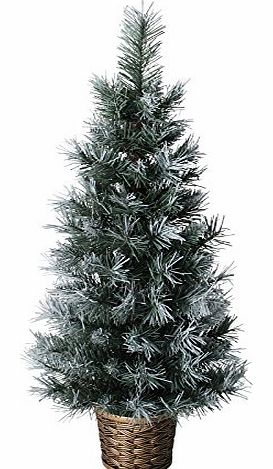 SPARKLES 3ft (90cm) Artificial Dark Green Frosted Potted Christmas Xmas Tree Decoration