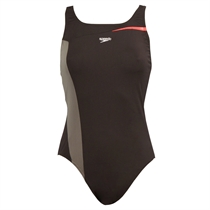 speedo Block SPlice Powerback Swimsuit Blk/Grey