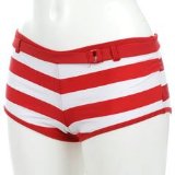Ocean Pacific Bikini Crop Shorts Ladies Red Stripe 12