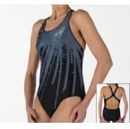 Speedo Womens Explode Placement Powerback Swimsuit Black/Grey