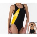 Speedo Womens Spark Splice Powerback Swimsuit Black/Yellow