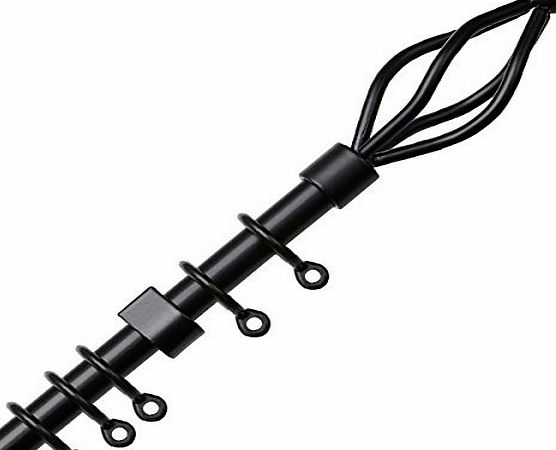 Speedy County Metal 10 - 13mm Crown Extendable Curtain Pole Set, Black, 100 - 180 Cm