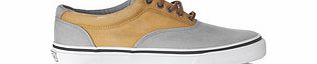 Mens grey and yellow canvas trainers