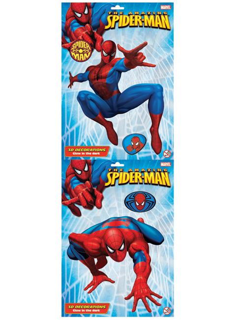 Spiderman 3D Glow In The Dark Wall Stickers 5 pieces