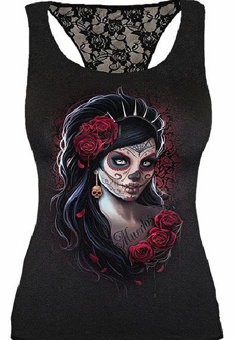 Spiral Day Of The Dead Racerback Lace Top DW205285