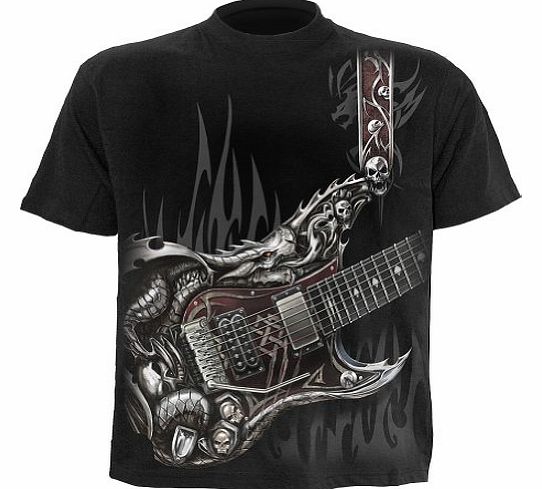 Spiral Direct Air Guitar Skeleton Mens Short Sleeved T-Shirt Black (X Large)