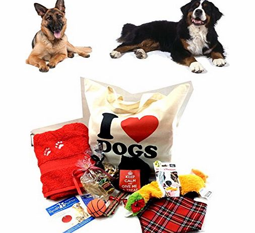 Spoilt Rotten Pets Dog Hamper Bag Tailored For Larger Dogs. Christmas Treat Bag Filled With Festive Joy For Your Spoilt Rotten Pet