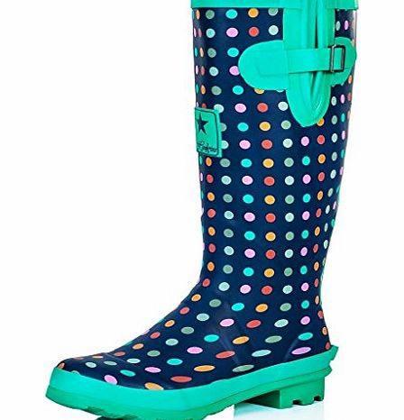 Spylovebuy Flat Festival Wellies Wellington Rain Boots Green Rubber UK 4