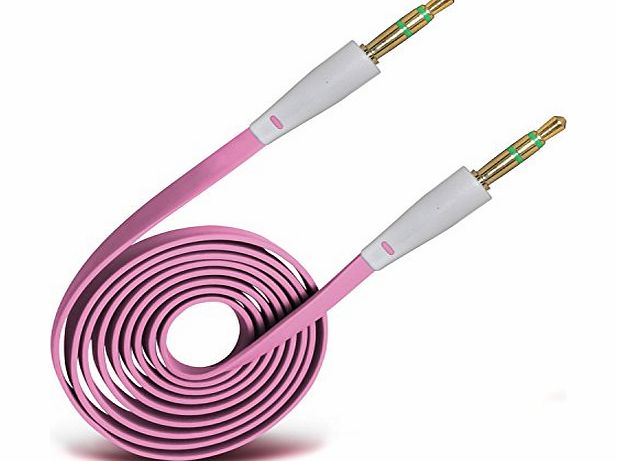 Spyrox (Baby Pink) 3.5mm Jack To Jack Flat Cable AUX Auxiliary Audio Cable Lead For Samsung Galaxy S5 / Galaxy S5 (Octa Core) / Galaxy S5 CDMA / Galaxy S5 G9009D By Spyrox