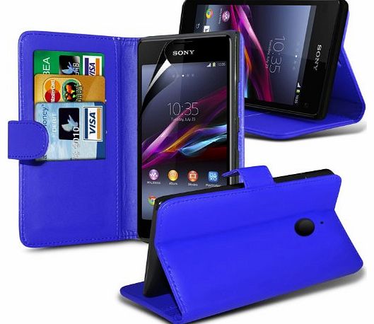 Spyrox (Blue) Sony Xperia Z2 Custom Made Protective Faux Credit / Debit Card Leather Book Style Wallet Skin Case Cover 