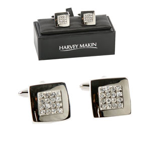 SQUARE With Crystal Inset Cufflinks