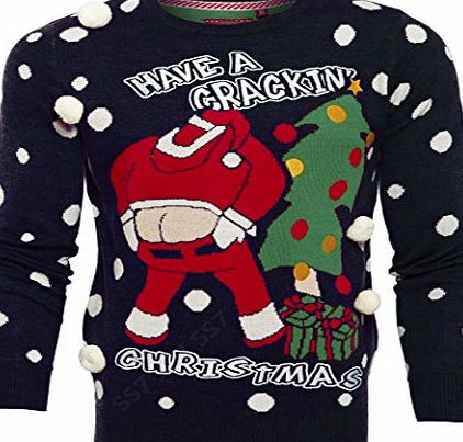 SS7 NEW Mens Santa Crackin 3D Christmas Jumper, Sizes S M L XL (M, Navy Crackin Santa)