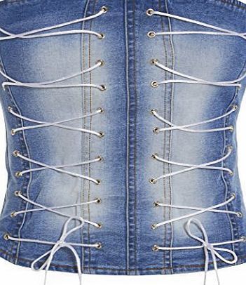 SS7 New Womens Denim Bustier, Size 8 to 14 (UK - 14, Denim Blue)