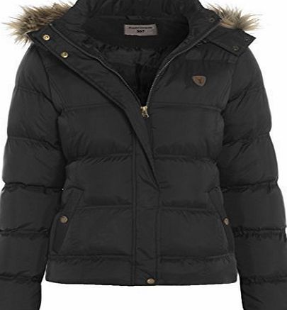 SS7 New Womens Padded Hooded Coat, Black, Navy, Sizes 8 to 16 (UK - 10, Black)