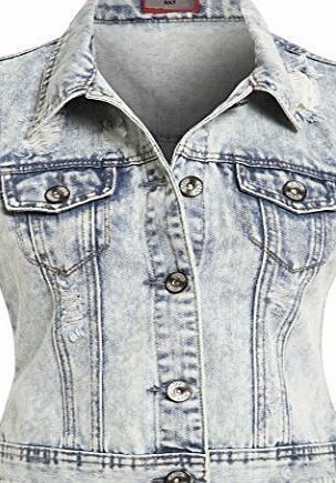 SS7 Womens Denim Stonewash Gilet, Blue Sizes 8 to 16 (UK - 10, Denim Distressed)