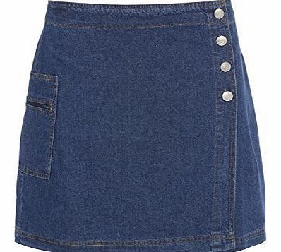 Womens Denim Wrap Skirt Sizes 8 10 12 (UK - 12, Denim Blue)