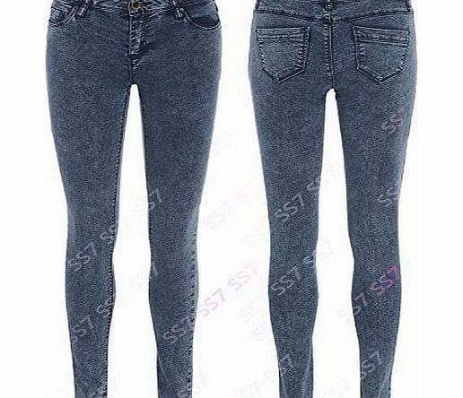 SS7 Womens Skinny Tube Jeans, Blue, Sizes 8 to 16 (UK - 8)