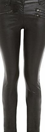 SS7 Womens Wet Look Stretch Jeans, Black, Sizes 8 to 14 (UK - 12, Black)