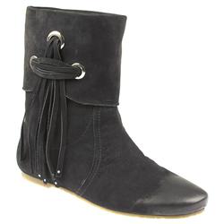 Staccato Female BEL10094 Leather Upper Leather Lining Ankle Boots in Black Nubuck, Purple Nubuck