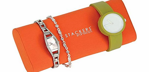 STACKERS ACCESSORY Bright Orange Bracelet and Watch Pad STACKER Accessory for Chocolate Brown STACKER Jewellery Boxes