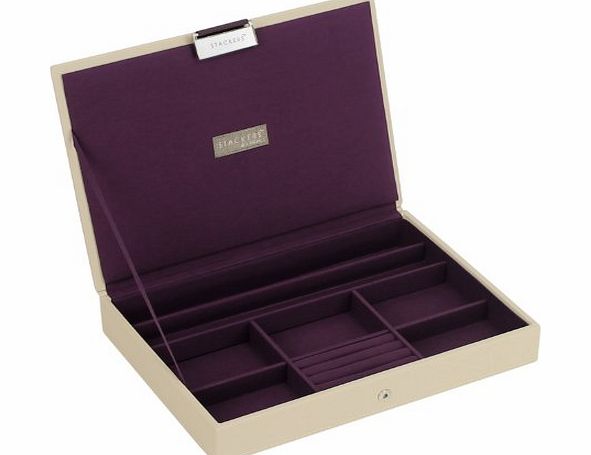 Stackers by LC Designs STACKERS CLASSIC SIZE Cream Lidded STACKER Jewellery Box with Purple Lining