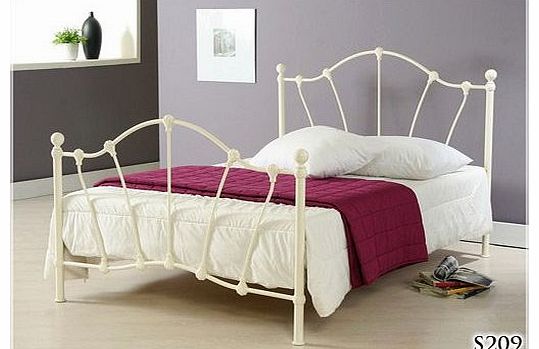 BRAND NEW 4ft 6 IVORY METAL DOUBLE SIZE BED FRAME BEDSTEAD