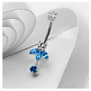 Stainless Steel Blue and White Fancy Belly Bar