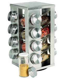Stainless Steel Revolving Spice Rack with 16 Jars