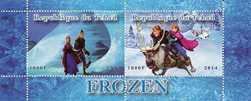 Stampbank Disney movie of the decade Frozen 2 stamp sheet with Elsa, Kristoff, Olaf and Sven in a world of ice / 2014 / Benin / 1000F