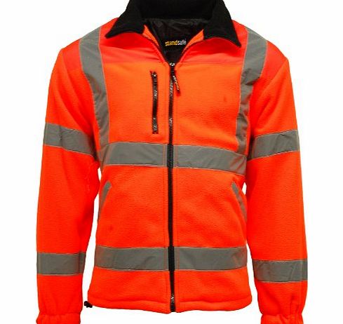 StandSafe Mens Premium Safety Hi Vis Viz Visibility Lined Work Fleece Jacket