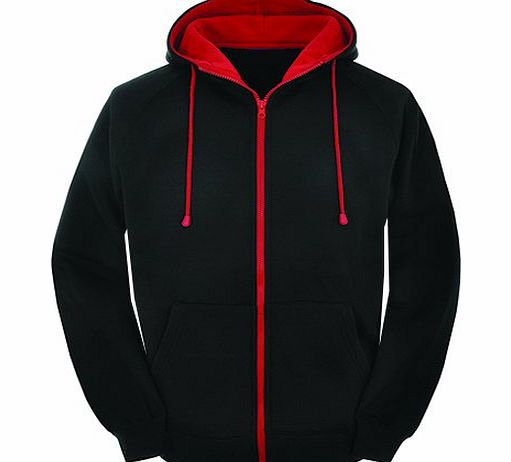 Star and Stripes Contrast BLACK with RED full zip Hoodie XLARGE