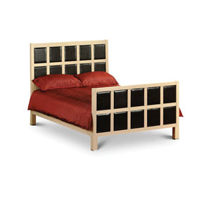 Star Collection Ancona Light Oak and Leather 4ft 6in Double Bedstead