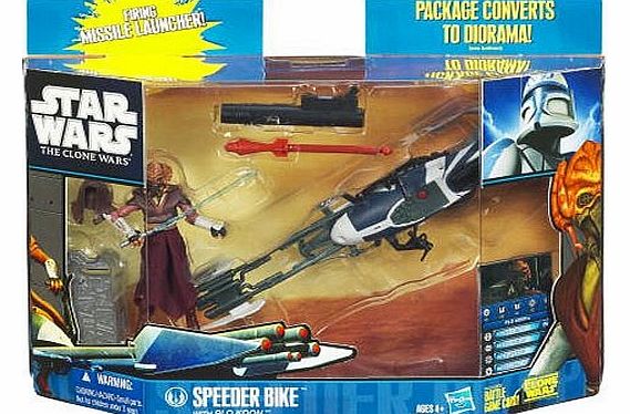 3.75 inch Action Vehicle amp; Collectable Action Figure ~ Speeder Bike with Plo Koon