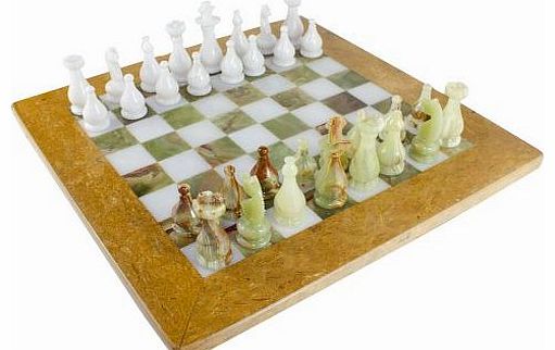 StarlightKitchenHome Hand Crafted 16`` (35cm) White/Green Marble Onyx Chess with figurines-7388
