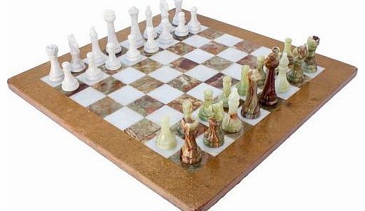 Hand Crafted 20`` (50cm) White-Green Marble Onyx Chess Set with figurines-ORN7299