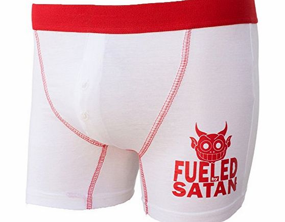 StarliteShoppingMall Mens Funny Rude Novelty Fueled by Satan Black Button Fly Jersey Boxers Shorts-Medium