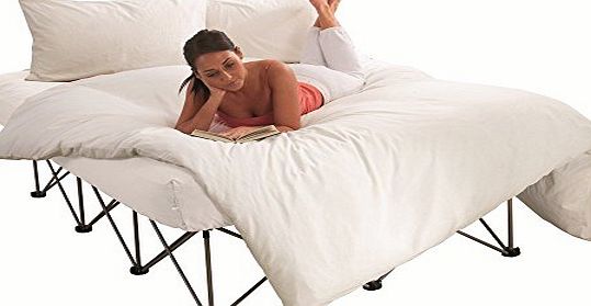 Starry Night Deluxe Lightweight Folding Inflatable Bed Double Guest with Frame - Cream.