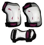 Girls Junior Knee Pads, Elbow Pads and Wrist Guards - Triple Pad Set AC750G - White - Large (10-13yrs)