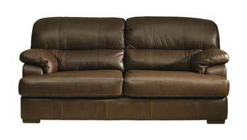 Steinhoff Furniture Buxton Leather 3 Seater Sofa in Delta Brown - Fast Delivery