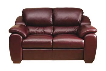 Steinhoff Furniture Chester Leather 2 Seater Sofa in Morano Burgundy - Fast Delivery