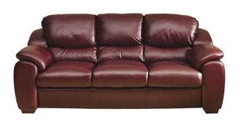 Steinhoff Furniture Chester Leather 3 Seater Sofa in Morano Burgundy - Fast Delivery