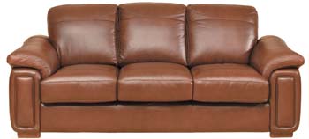 Steinhoff Furniture Dexter Leather 3 Seater Sofa in Oiled Rococo - Fast Delivery