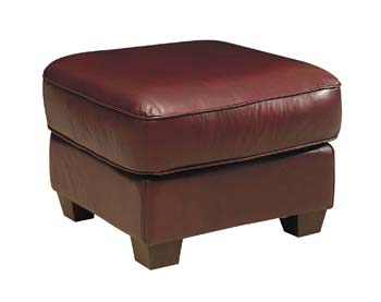 Steinhoff Furniture Dorset Leather Footstool in Corsair Burgundy - Fast Delivery