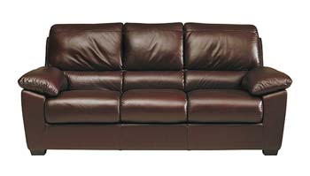 Steinhoff Furniture Napoli Leather 3 Seater Sofa in Corsair Chestnut - Fast Delivery