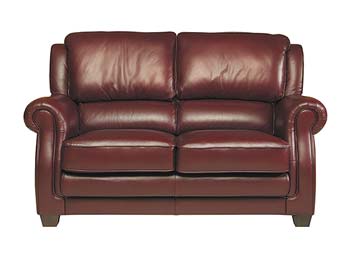Dorset Leather 2 Seater Sofa in Corsair Burgundy - Fast Delivery