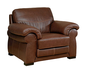 Genoa Leather Armchair in Corsair Brown - Fast Delivery