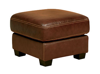 Valencia Leather Footstool in Corsair Brown - Fast Delivery