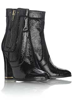 Patent Flock ankle boots